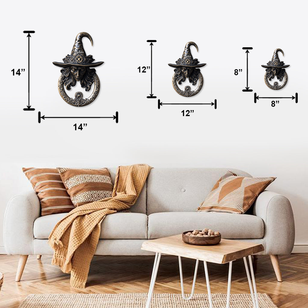 Magie noire - Panneau en métal personnalisé découpé comme une sorcière