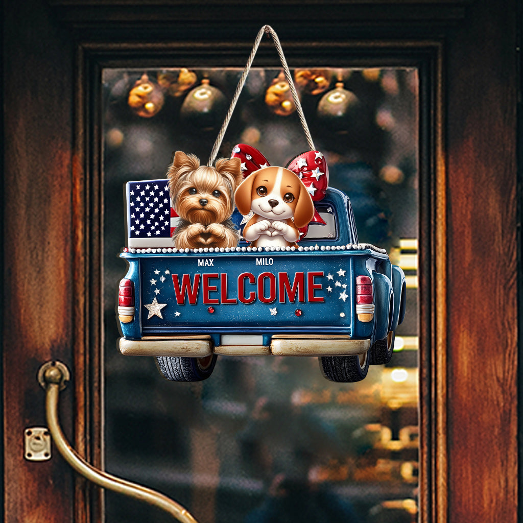 Welcome - Personalized Dog Custom Shaped Wood Sign