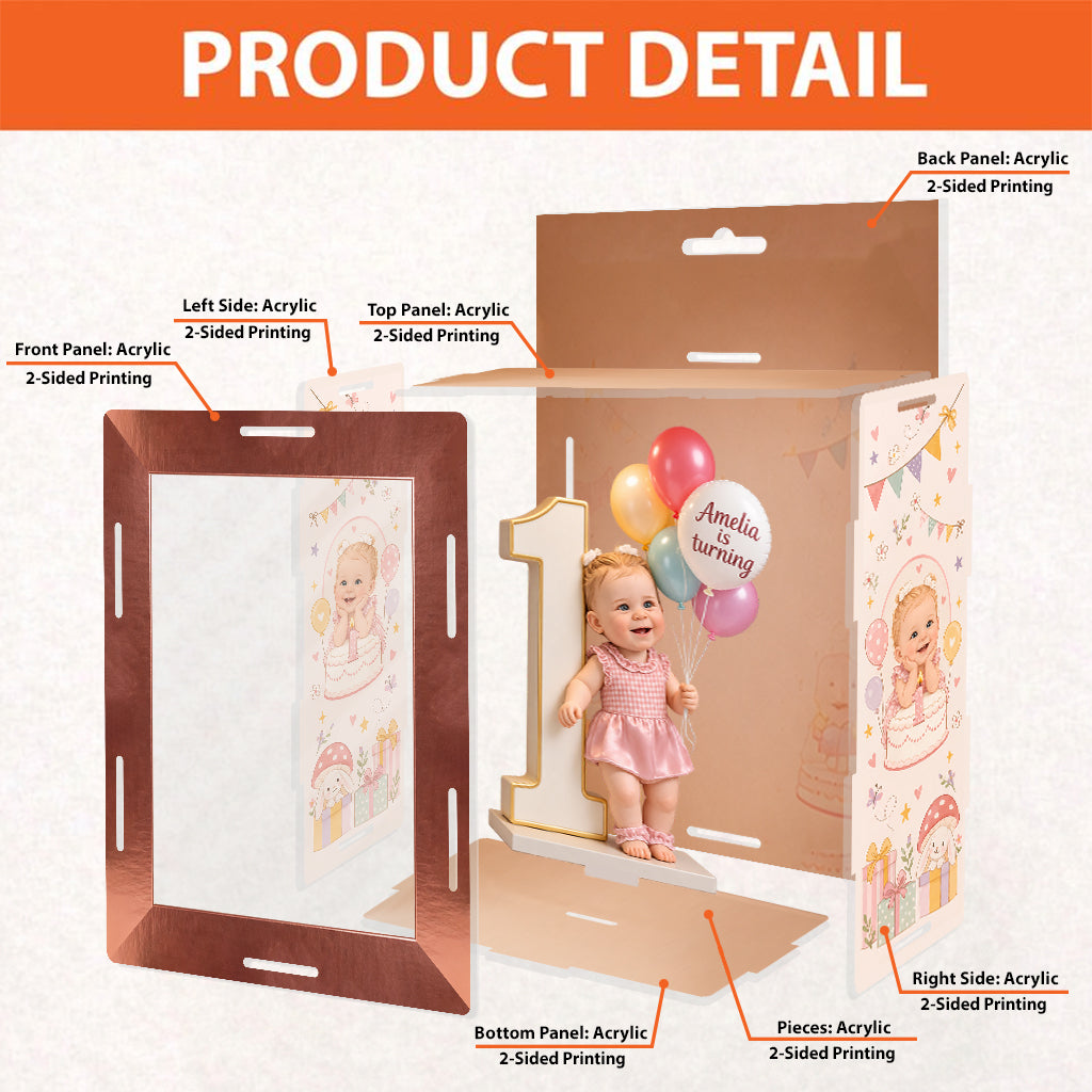 Photo, Balloons And Number - Personalized Birthday Acrylic Display Box