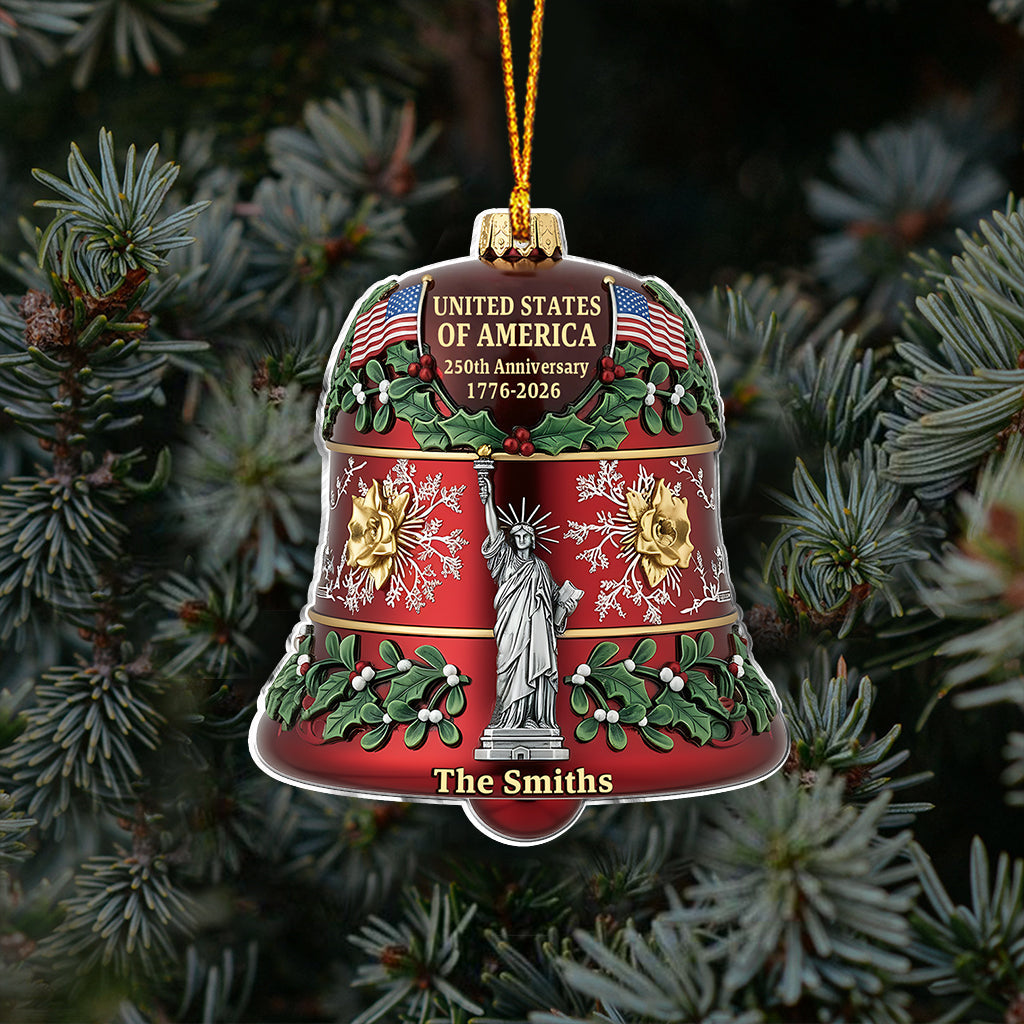 United States 250th Anniversary Bell - Personalized Family Ornament
