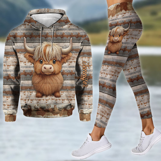 Cute Highland Cow - Personalized Highland Cow Hoodie and Leggings