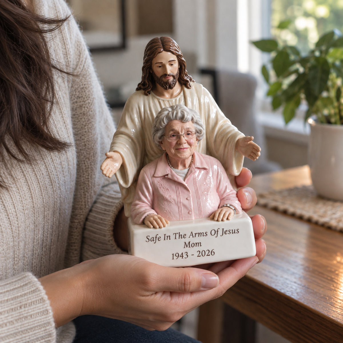 Les Bras de Jésus - Plaque Mémorial Personnalisée 3D