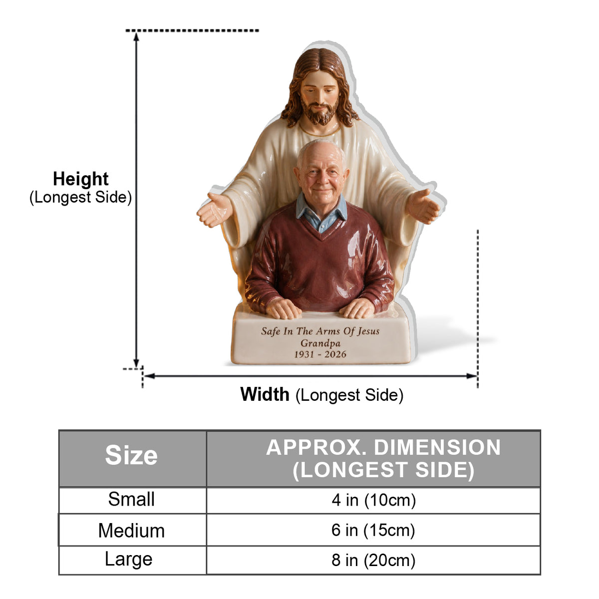 Les Bras de Jésus - Plaque Mémorial Personnalisée 3D