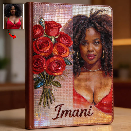 Journal en cuir personnalisé - Amour de soi avec photo et fleurs