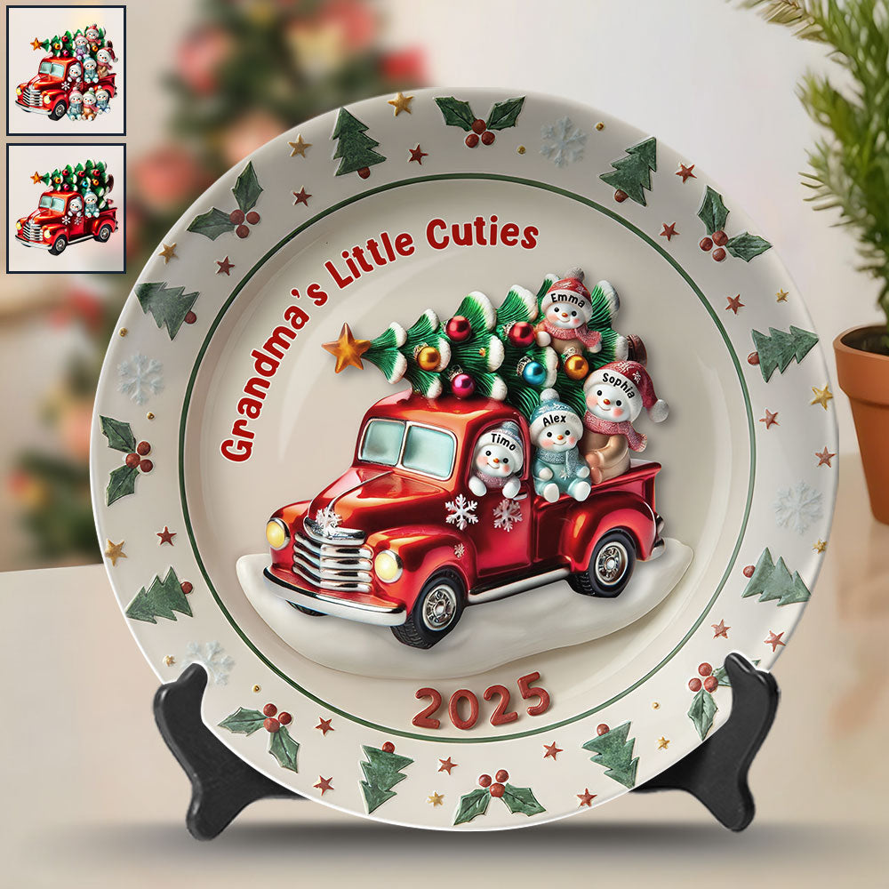 Les chéries de grand-mère - Assiette ronde en céramique personnalisée pour grand-mère