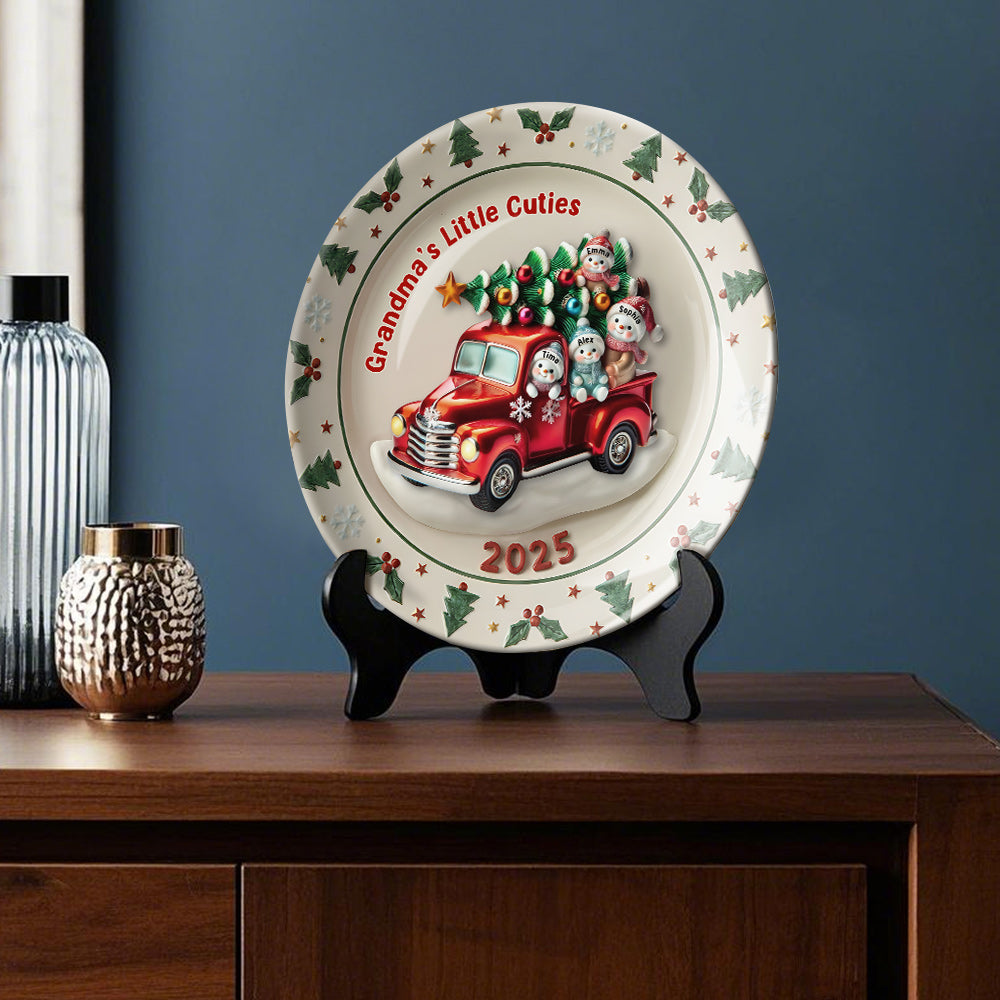 Les chéries de grand-mère - Assiette ronde en céramique personnalisée pour grand-mère