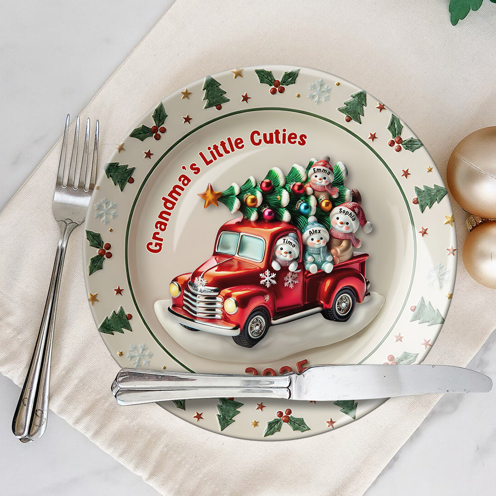 Les chéries de grand-mère - Assiette ronde en céramique personnalisée pour grand-mère