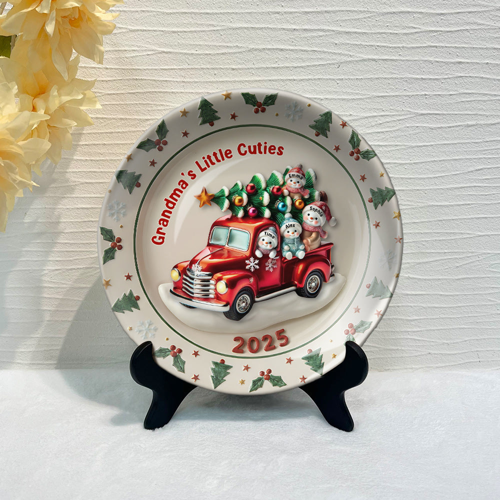 Les chéries de grand-mère - Assiette ronde en céramique personnalisée pour grand-mère