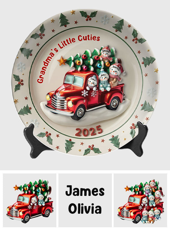 Les chéries de grand-mère - Assiette ronde en céramique personnalisée pour grand-mère