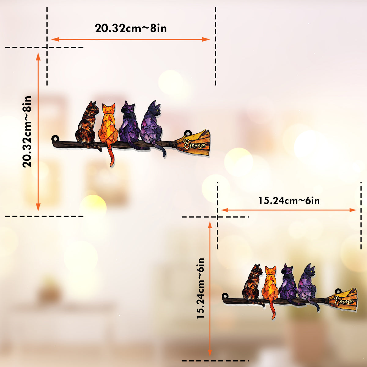 Chat mystérieux - Ornement attrape-soleil personnalisé à suspendre à la fenêtre, sorcière