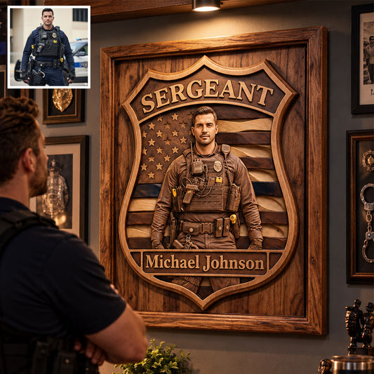 Custom Any Photo - Personalized Police Officer 2 Layered Wood Sign / Wood Plaque