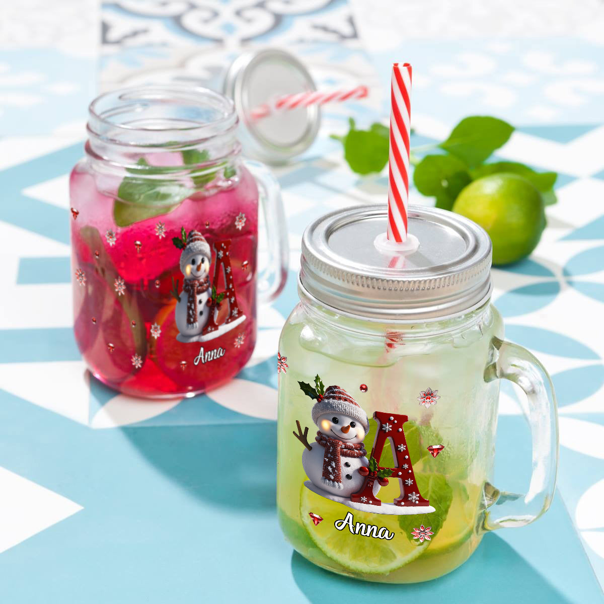 Cadeau familial humoristique - Tasse Mason Jar personnalisée pour toute la famille