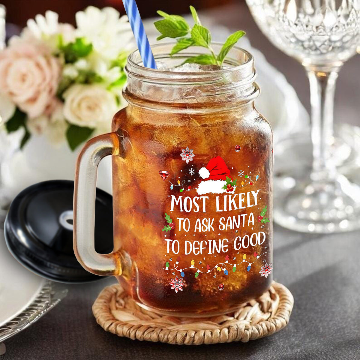 Cadeau familial humoristique - Tasse Mason Jar personnalisée pour toute la famille