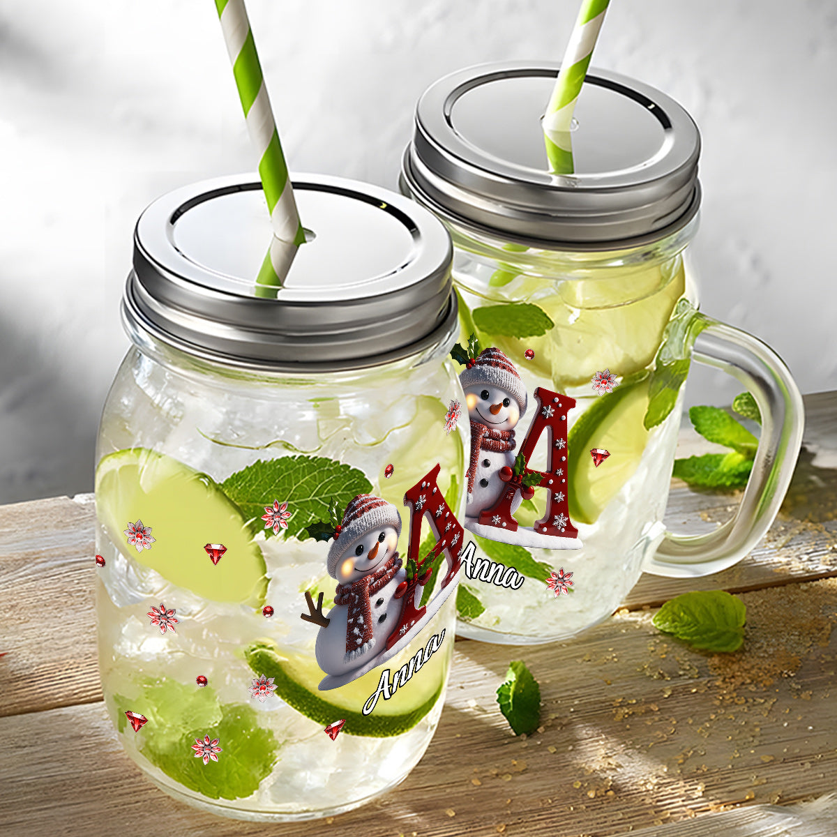 Cadeau familial humoristique - Tasse Mason Jar personnalisée pour toute la famille