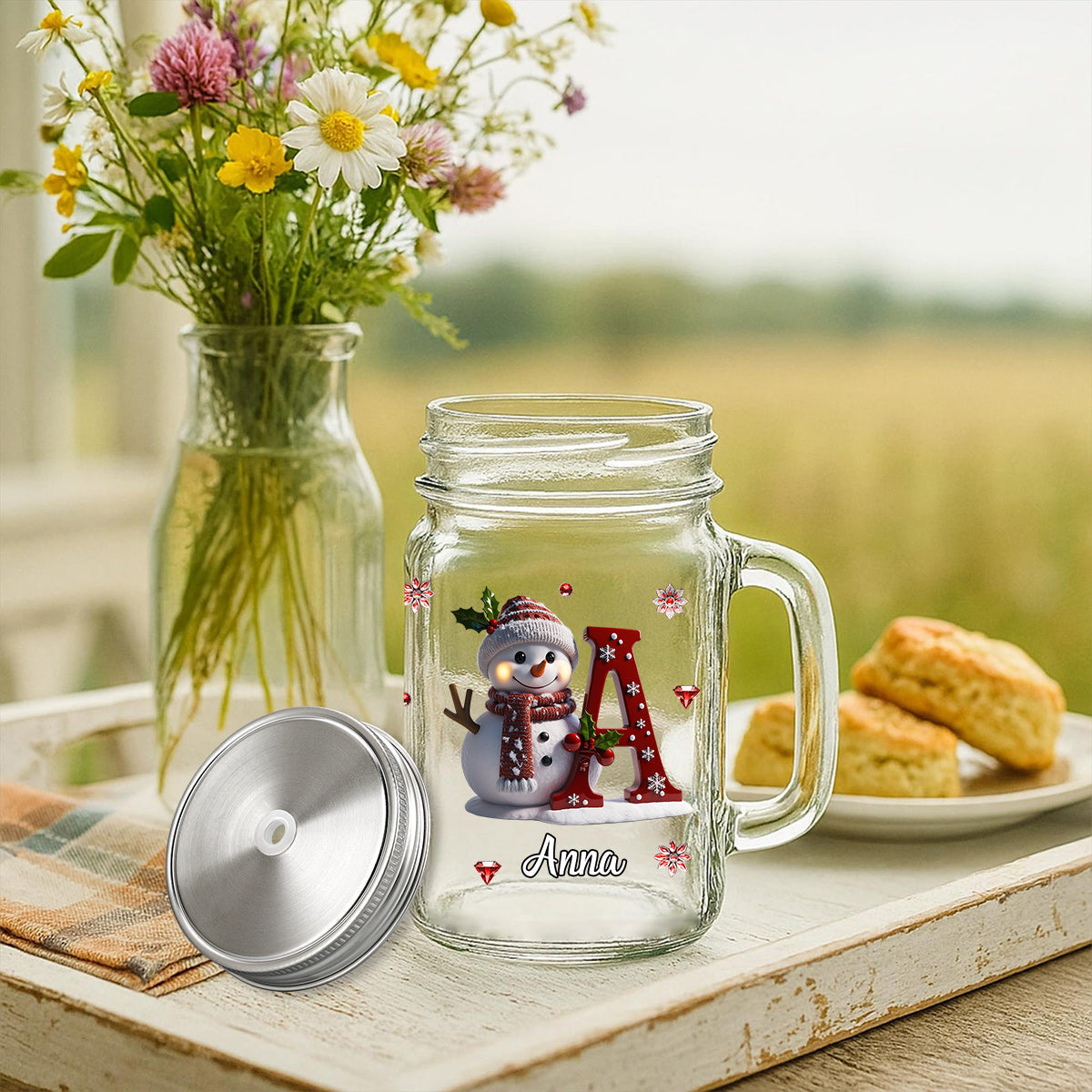 Cadeau familial humoristique - Tasse Mason Jar personnalisée pour toute la famille