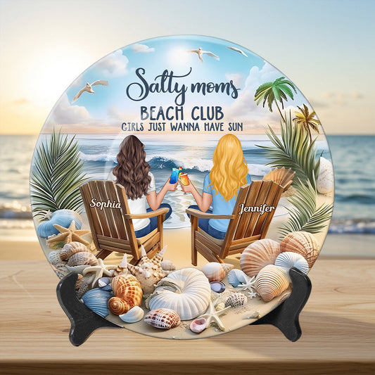 Salty Moms Beach Club - Personalized Mother Ceramic Round Plate