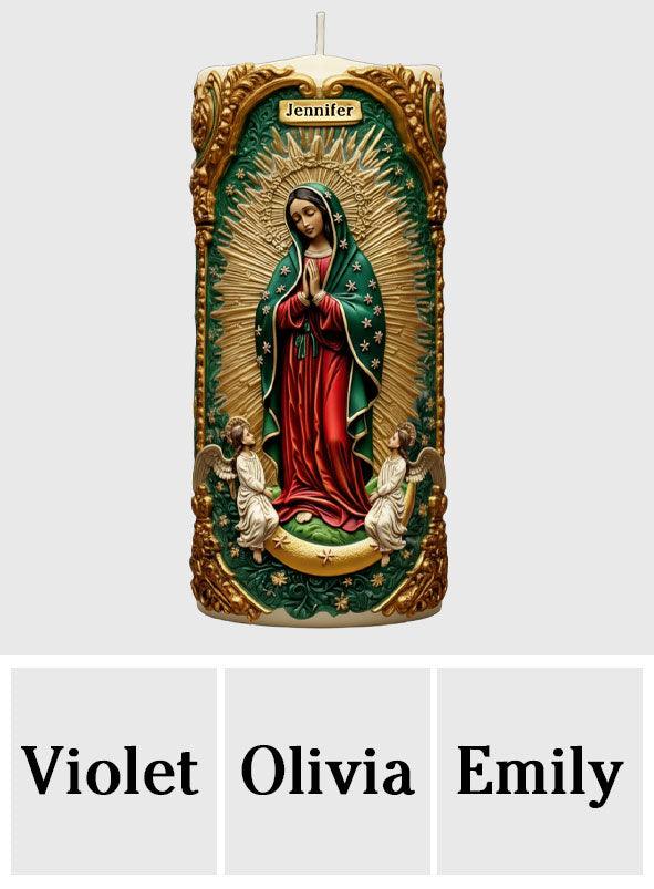 Bougie de réconfort à l'effigie de la Vierge Marie - Bougie chrétienne personnalisée sans flamme