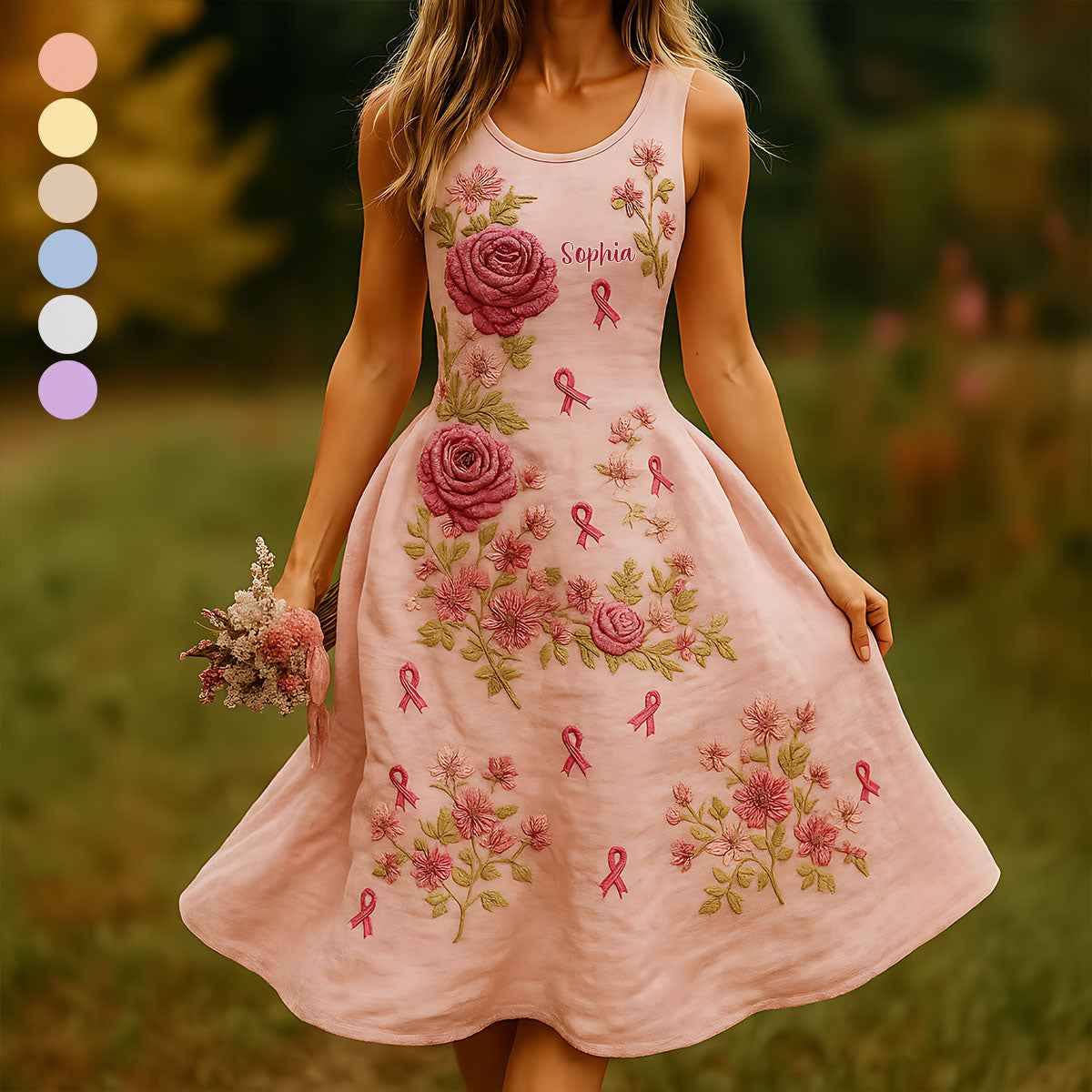 Sensibilisation au cancer du sein - Robe sans manches personnalisée pour la sensibilisation au cancer du sein