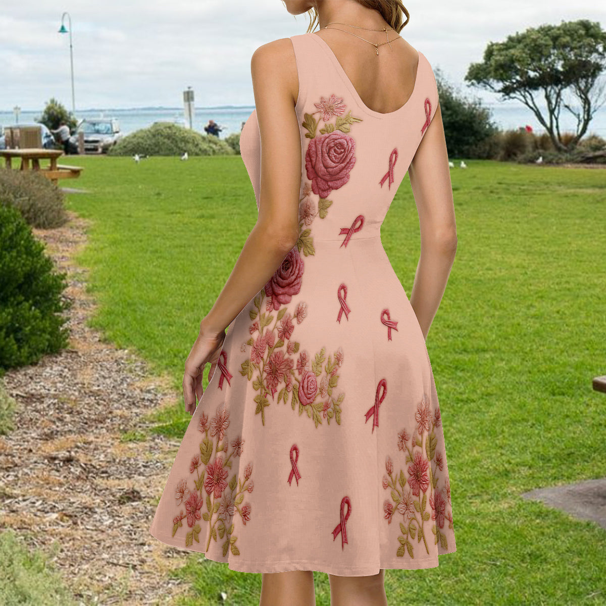 Sensibilisation au cancer du sein - Robe sans manches personnalisée pour la sensibilisation au cancer du sein