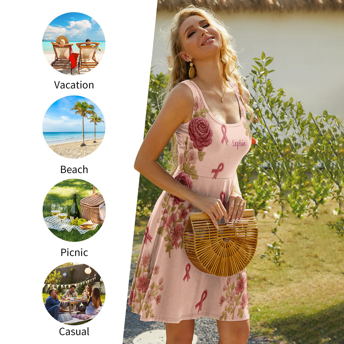 Sensibilisation au cancer du sein - Robe sans manches personnalisée pour la sensibilisation au cancer du sein