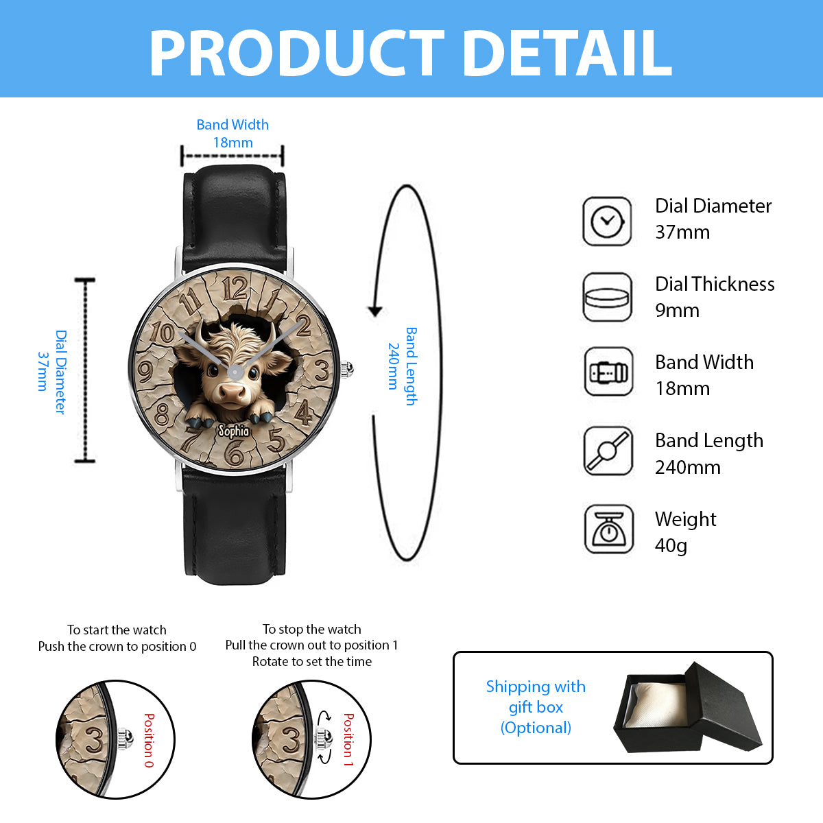 Love Highland Cow - Personalized Highland Cow Hand Watch