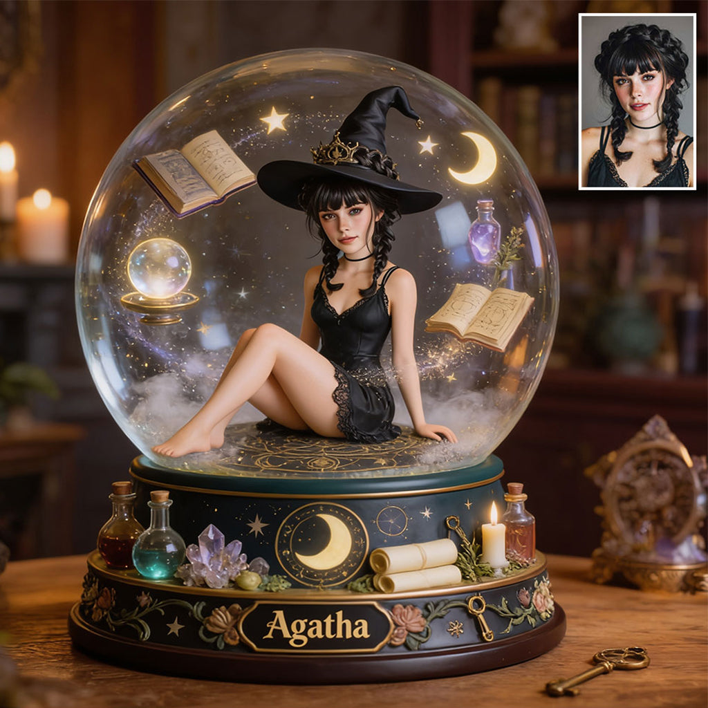 Enchanted Snow Globe - Personalized Witch Custom Shaped Acrylic Plaque