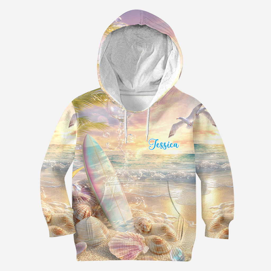 T-shirt personnalisé « Stay Salty » avec motif surf.