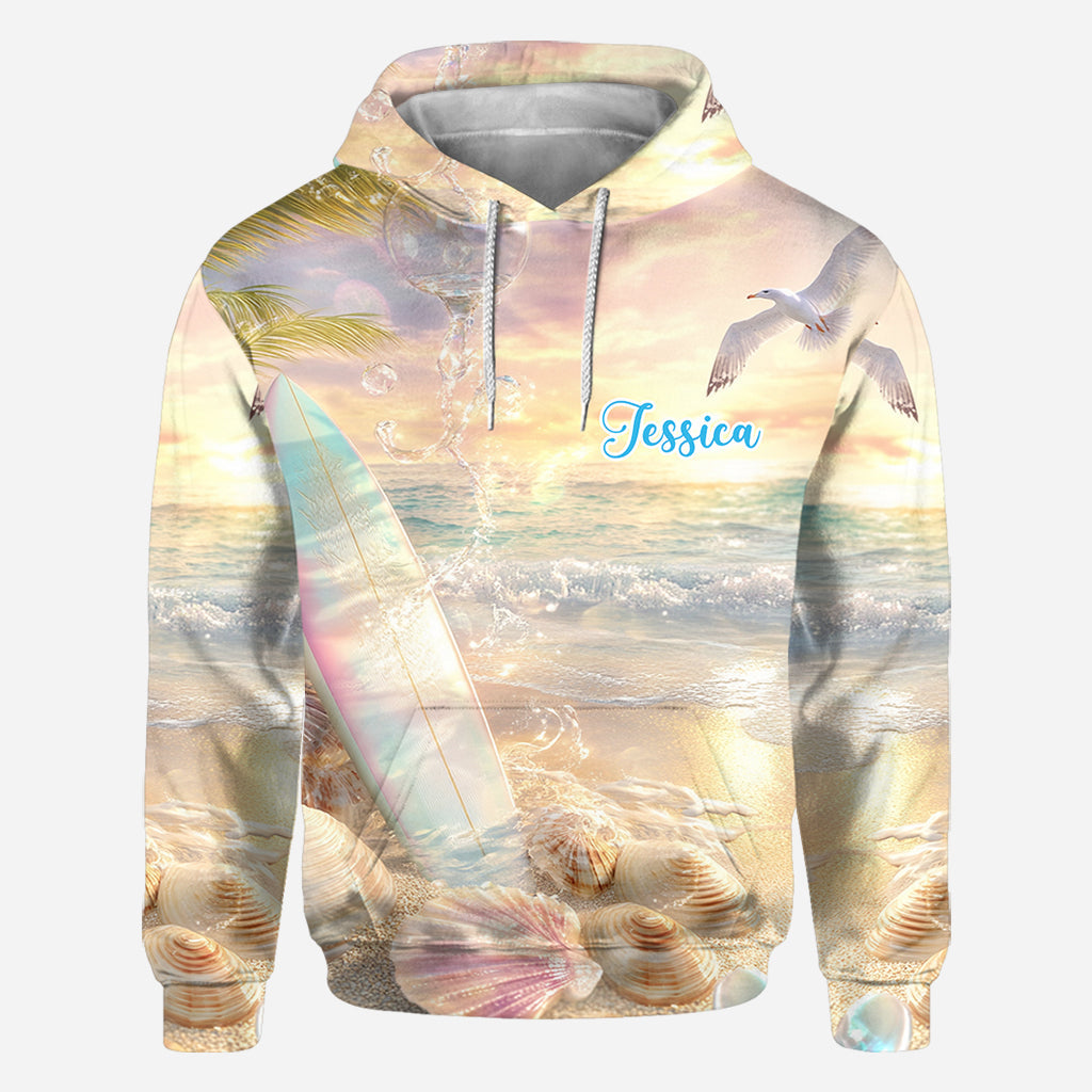 T-shirt personnalisé « Stay Salty » avec motif surf.