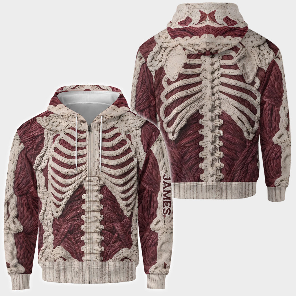 Squelette Cramoisi - Sweat à Capuche Zippé Personnalisé pour Halloween