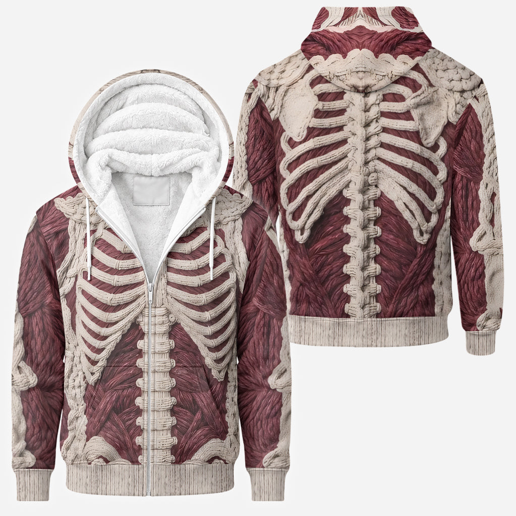 Squelette Cramoisi - Sweat à Capuche Zippé Personnalisé pour Halloween
