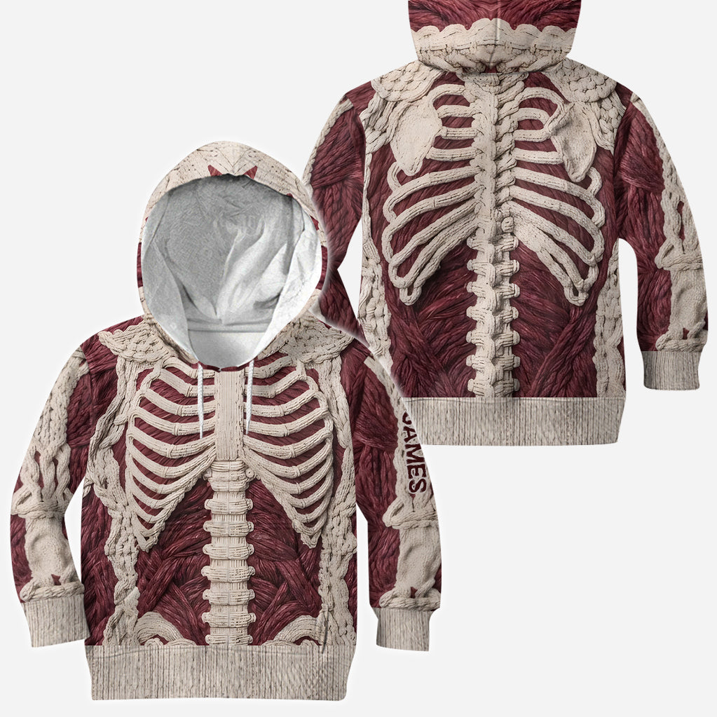 Squelette Cramoisi - Sweat à Capuche Zippé Personnalisé pour Halloween