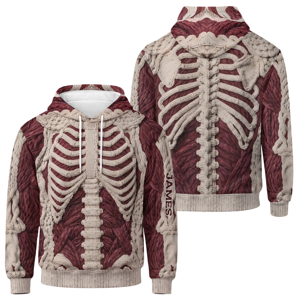 Squelette Cramoisi - Sweat à Capuche Zippé Personnalisé pour Halloween