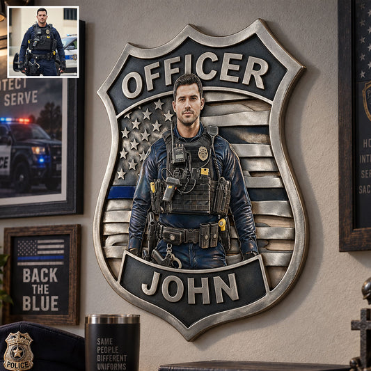 Officier de Police - Plaque Métallique Découpée Personnalisée Imprimée en 3D