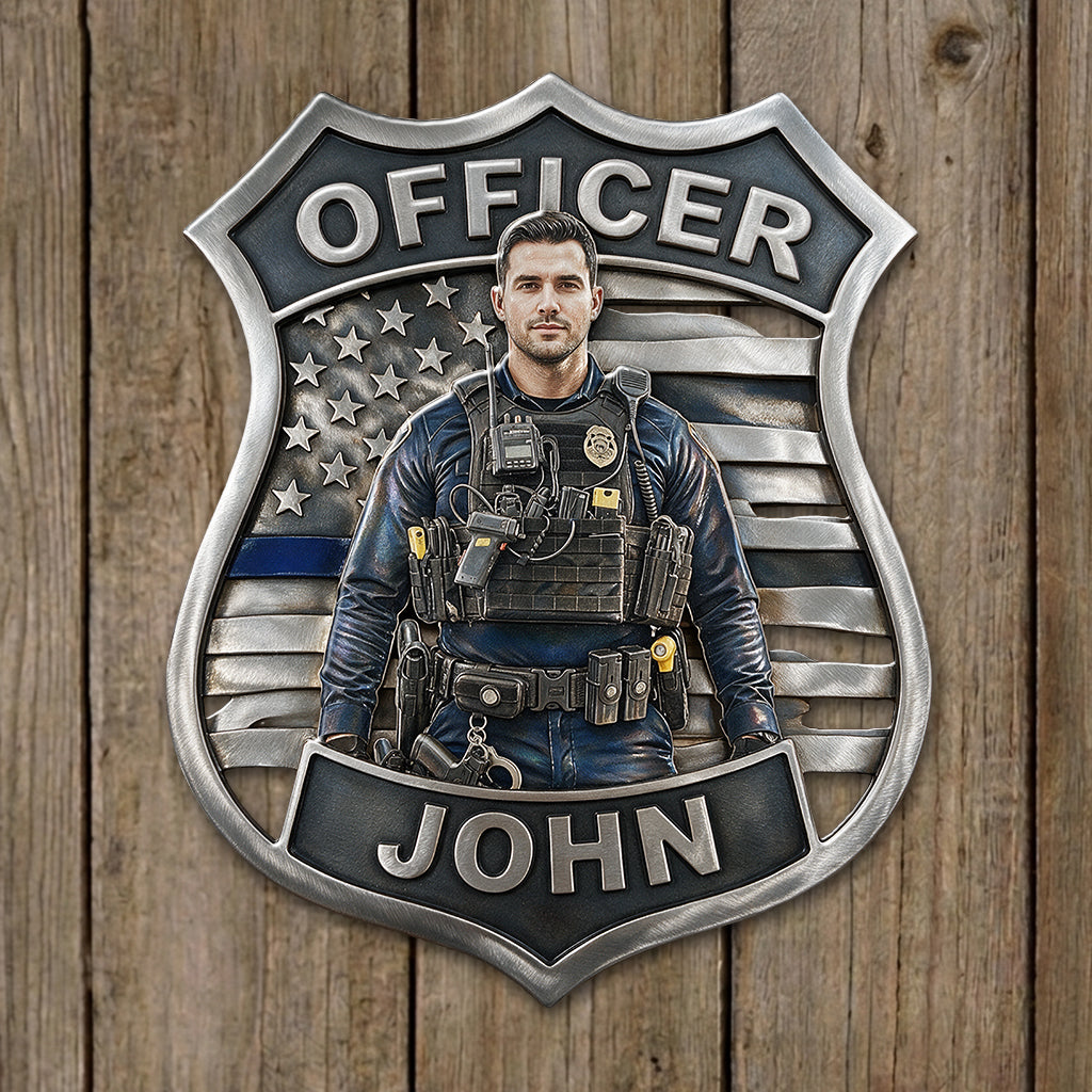 Police Officer - Personalized Police Officer 3D Printed Cut Metal Sign