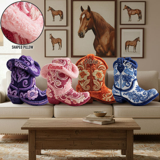 Cowgirl forte - Coussin personnalisé en fausse fourrure en forme de cowgirl
