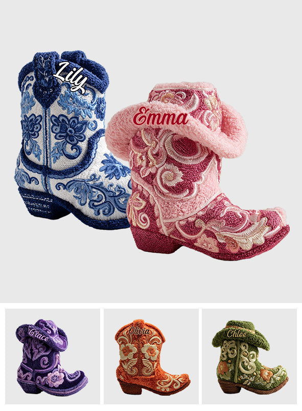 Strong Cowgirl - Personalized Cowgirl Faux Fur Shaped Pillow