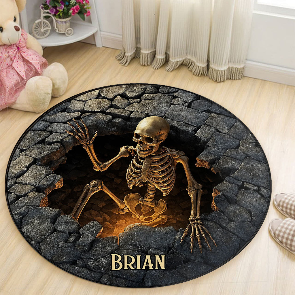 Tapis rond personnalisé tête de mort pour Halloween