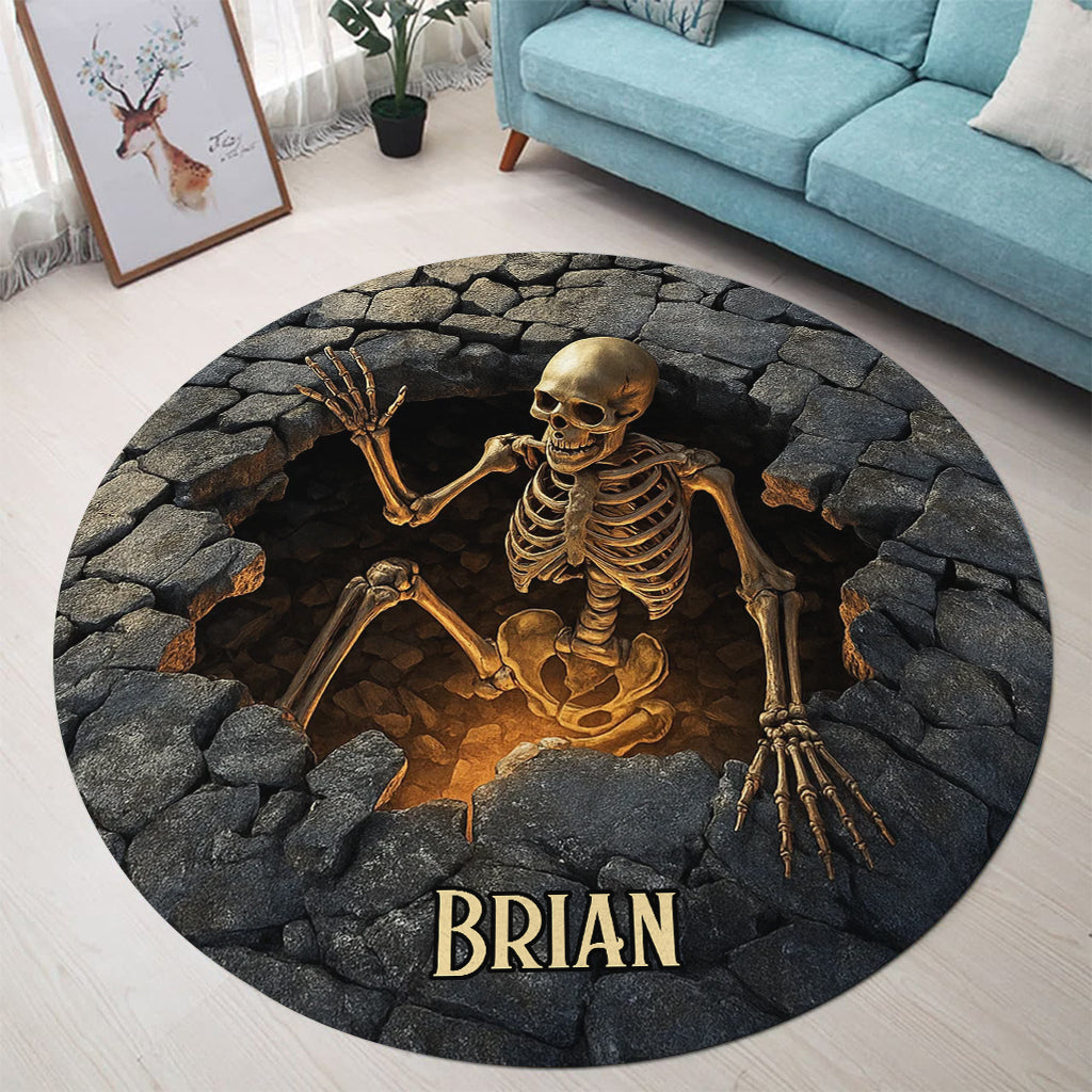 Tapis rond personnalisé tête de mort pour Halloween