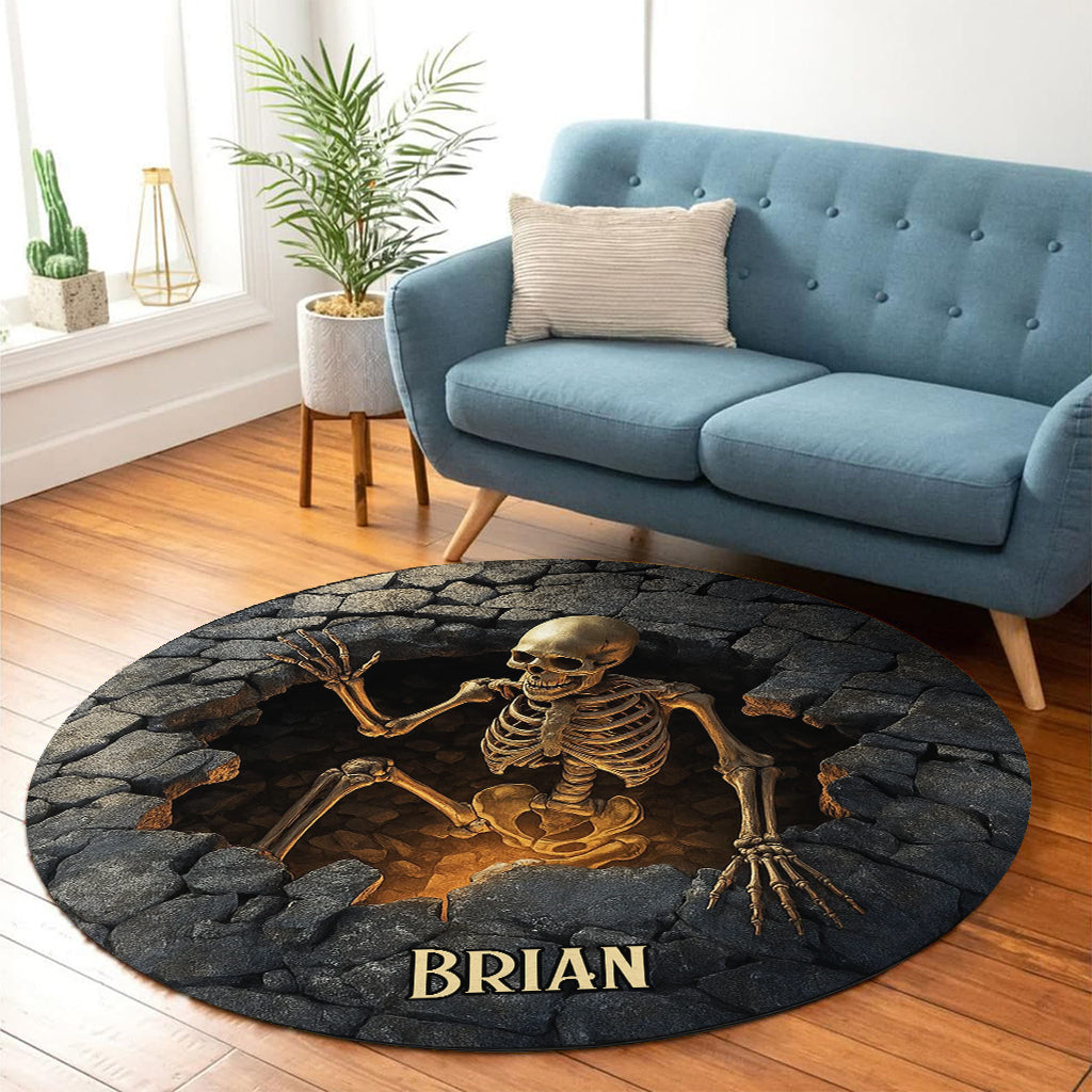 Tapis rond personnalisé tête de mort pour Halloween