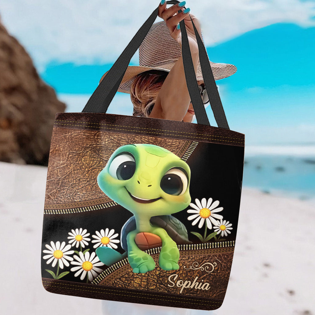 Juste une fille qui aime les tortues - Sac fourre-tout personnalisé avec tortue