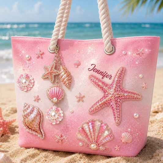 Ambiance d'été - Sac de plage personnalisé pour amoureux de la mer avec charms