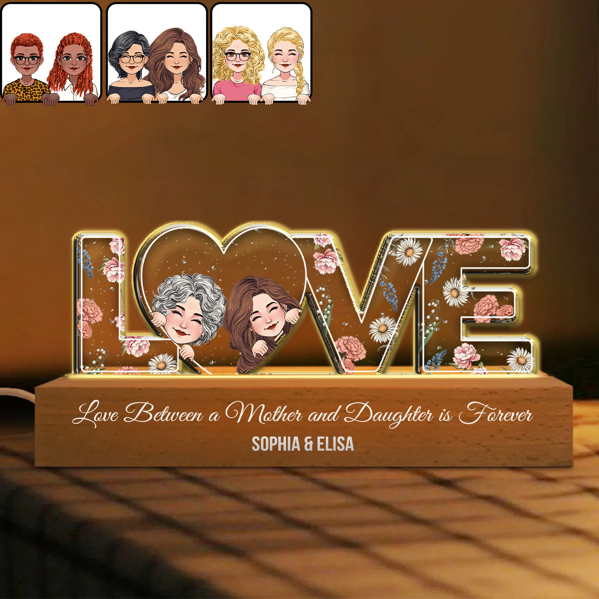 L'amour entre une mère et sa fille est éternel - Veilleuse LED personnalisée pour maman