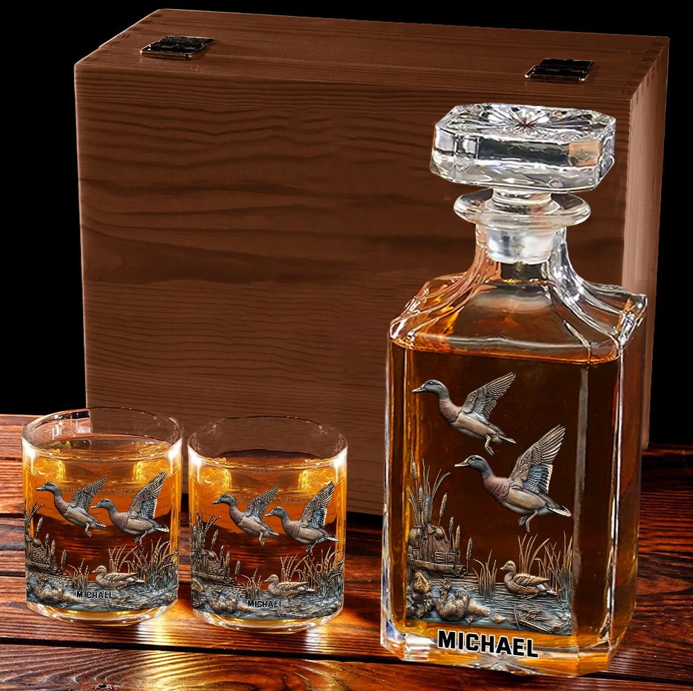 Duck Hunting - Personalized Hunting Whiskey Decanter Set