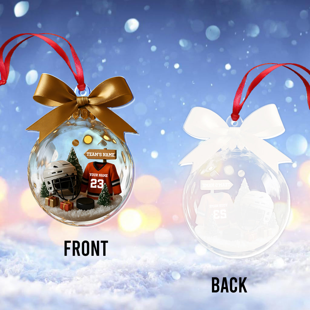 La saison de hockey approche ! - Ornement transparent personnalisé sur le thème du hockey