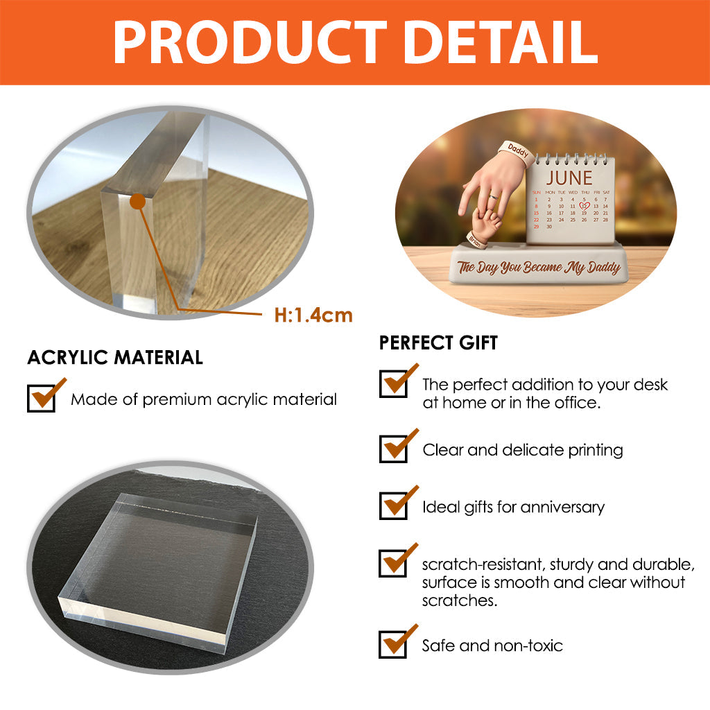 Le jour où tu es devenu mon papa - Plaque acrylique personnalisée « Papa » en forme de paternité