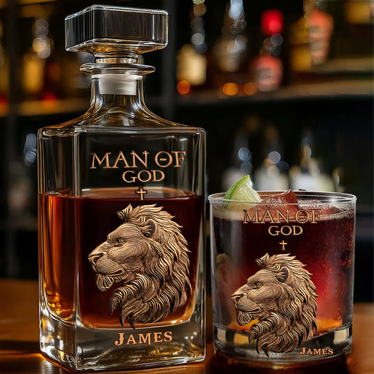Homme de Dieu - Coffret carafe à whisky chrétienne personnalisée