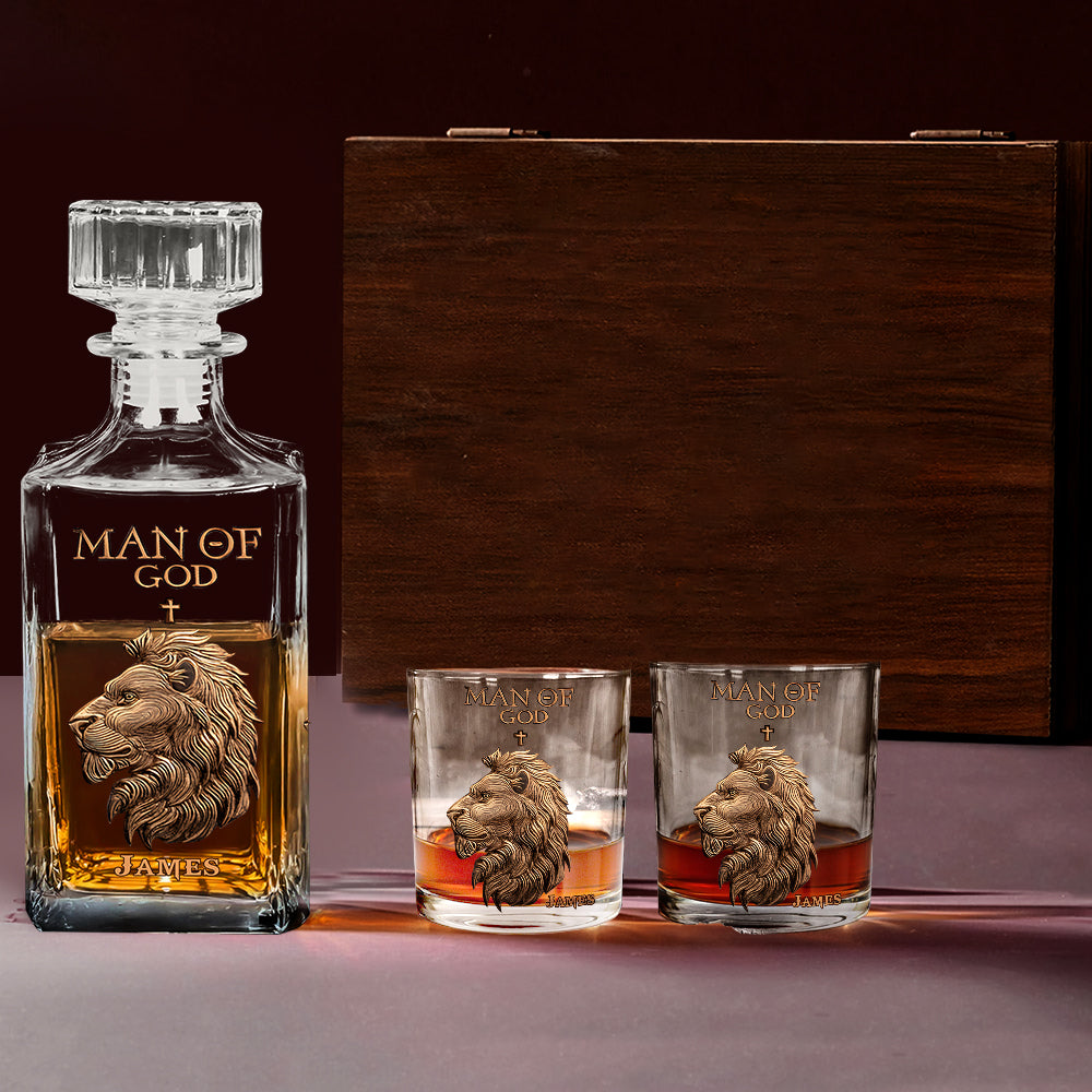 Homme de Dieu - Coffret carafe à whisky chrétienne personnalisée