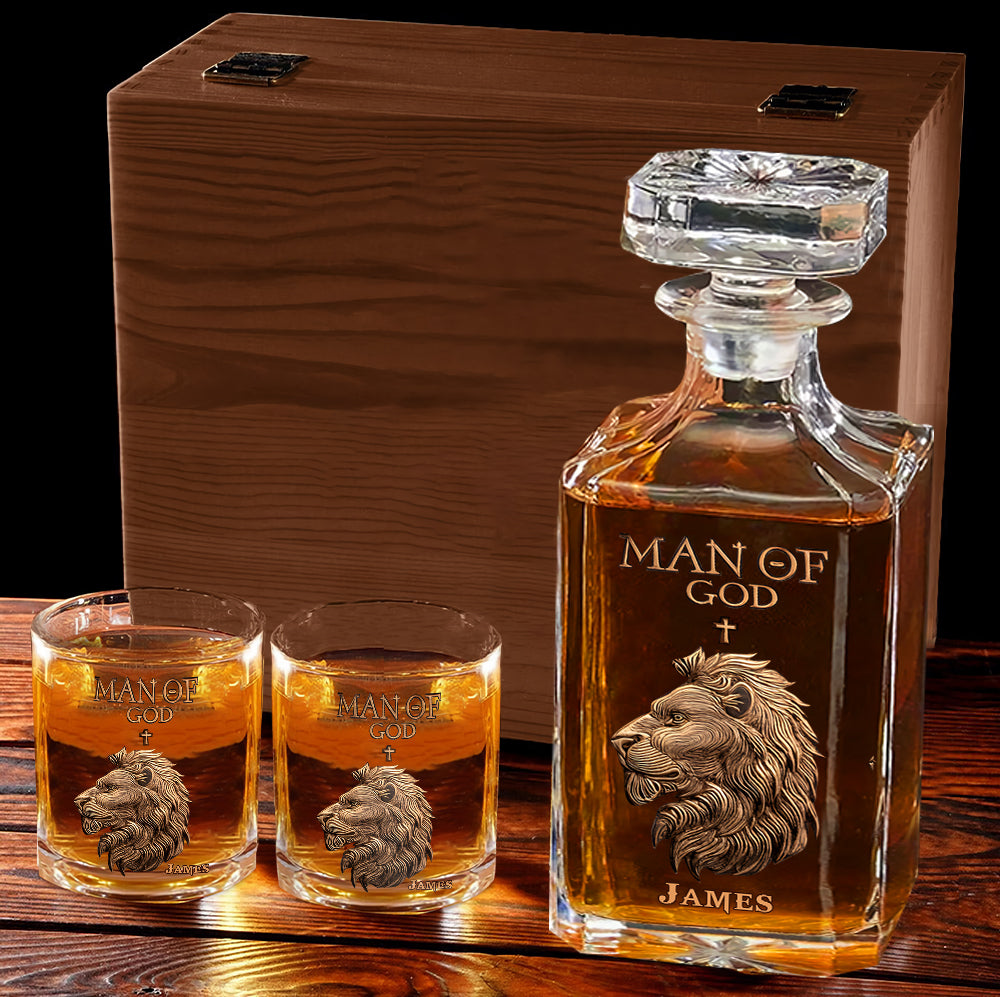 Homme de Dieu - Coffret carafe à whisky chrétienne personnalisée