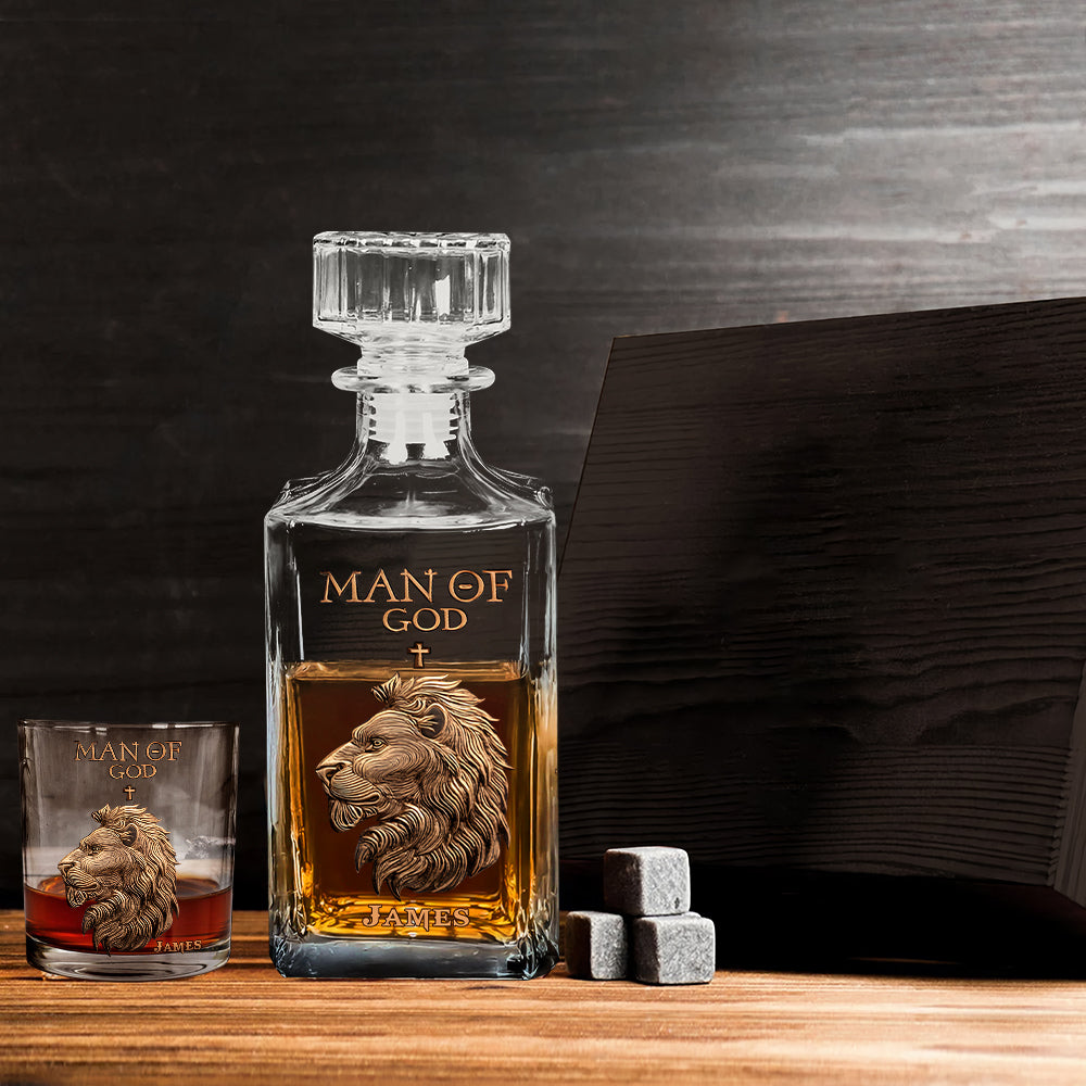 Homme de Dieu - Coffret carafe à whisky chrétienne personnalisée