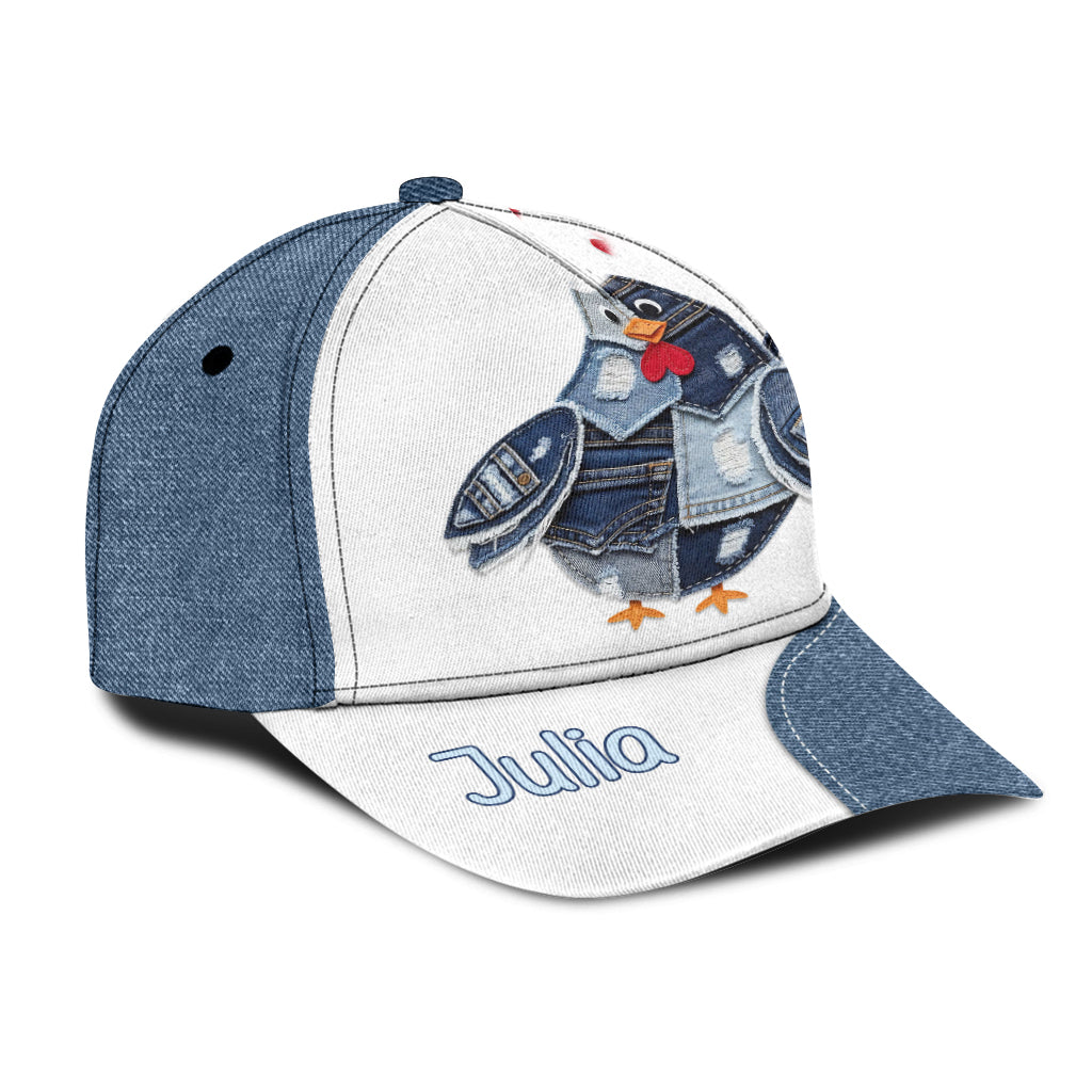 Just A Girl Who Loves Chicken - Denim Fabric Patches - Personalized Chicken Classic Cap